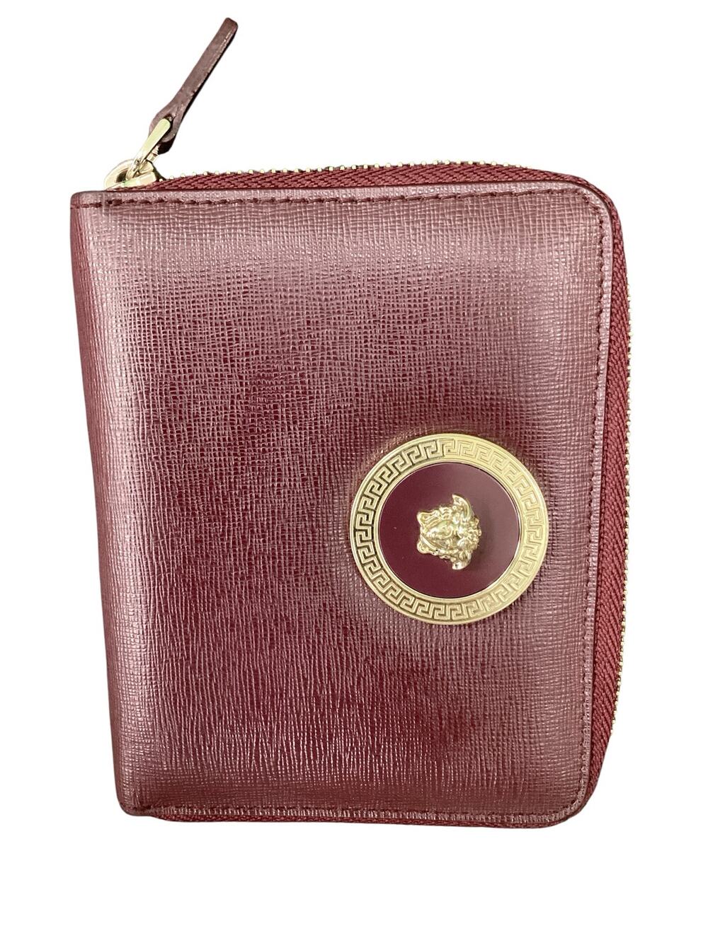 Versace Wallet Women’s 1Size Saffiano Leather Medusa Bifold Wallet Burgundy/Wine